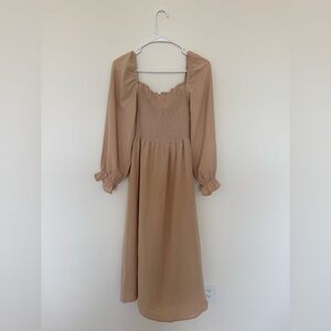 Women’s Boho Square Neck Puff Sleeve A Line Maxi Dress Size M